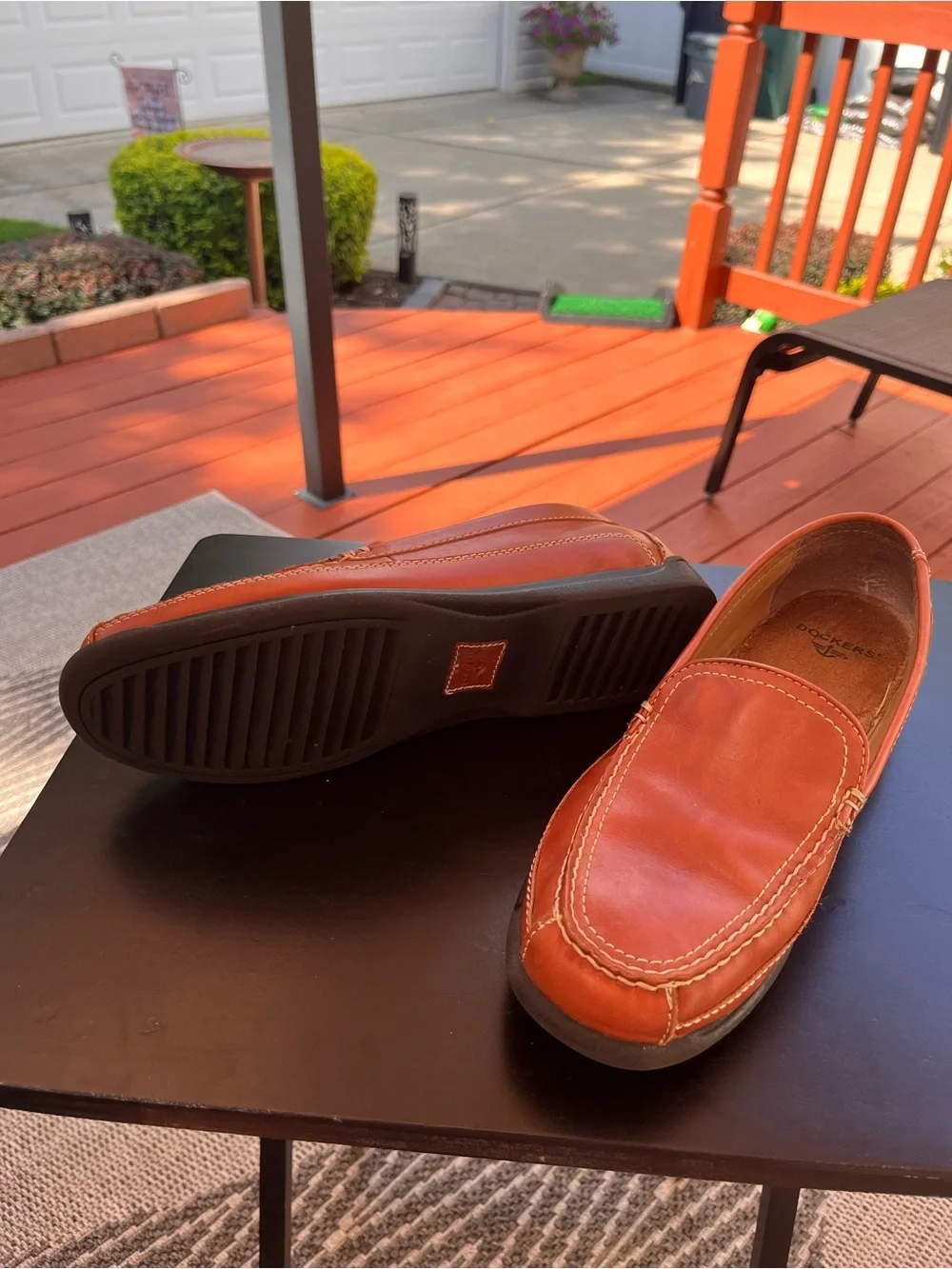 Dockers Men’s Leather Loafers – Size 12M – Cognac Brown – Excellent Condition